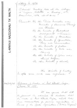 Minutes of Cabinet Meeting held on 18 December 1962