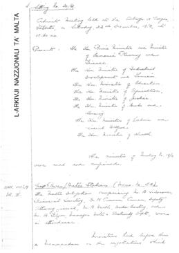 Minutes of Cabinet Meeting held on 22 December 1962