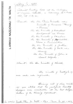Minutes of Cabinet Meeting held on 20 March 1963