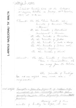 Minutes of Cabinet Meeting held on 18 November 1963