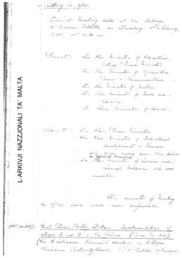 Minutes of Cabinet Meeting held on 27 February 1964