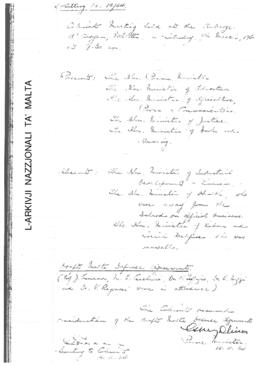 Minutes of Cabinet Meeting held on 7 March 1964