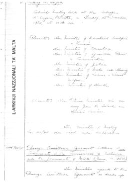 Minutes of Cabinet Meeting held on 15 December 1964