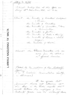 Minutes of Cabinet Meeting held on 18 December 1964