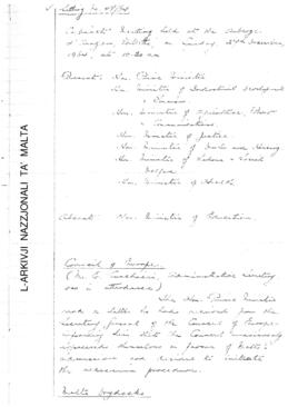 Minutes of Cabinet Meeting held on 27 December 1964