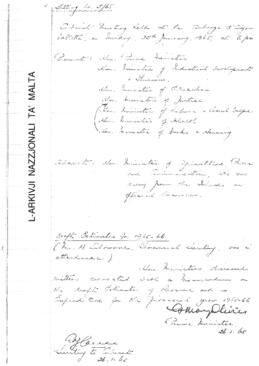 Minutes of Cabinet Meeting held on 25 January 1965