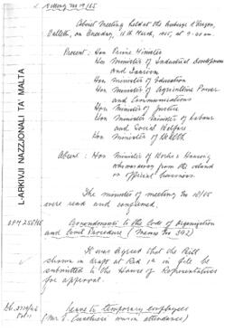 Minutes of Cabinet Meeting held on 16 March 1965