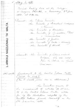 Minutes of Cabinet Meeting held on 9 June 1965