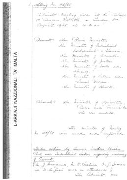Minutes of Cabinet Meeting held on 3 August 1965
