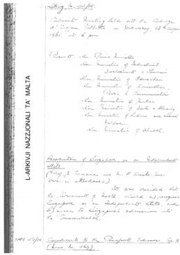 Minutes of Cabinet Meeting held on 18 August 1965