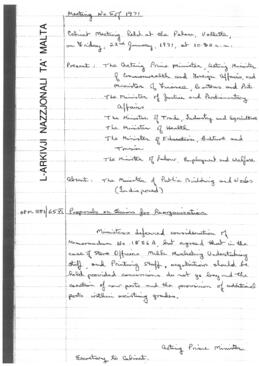 Minutes of Cabinet Meeting held on 22 January 1971