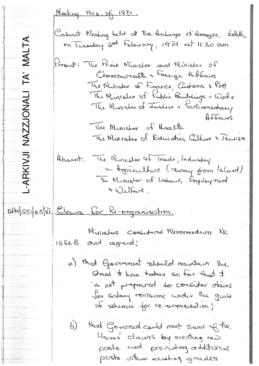 Minutes of Cabinet Meeting held on 2 February 1971