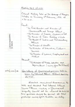 Minutes of Cabinet Meeting held on 4 February 1971