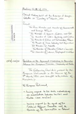 Minutes of Cabinet Meeting held on 2 March 1971