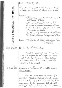 Minutes of Cabinet Meeting held on 9 March 1971