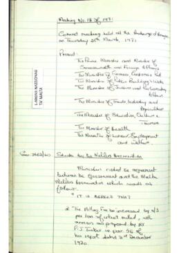 Minutes of Cabinet Meeting held on 25 March 1971