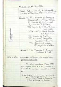 Minutes of Cabinet Meeting held on 1 April 1971