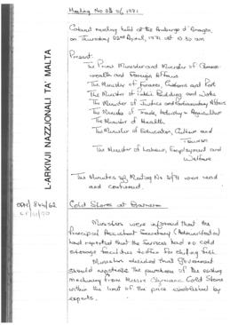 Minutes of Cabinet Meeting held on 22 April 1971