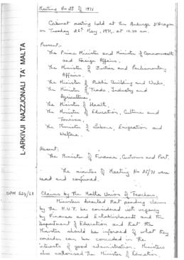 Minutes of Cabinet Meeting held on 25 May 1971