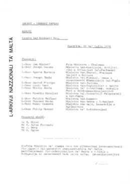 Minutes of Cabinet Meeting held on 21 July 1978