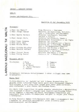 Minutes of Cabinet Meeting held on 10 November 1978