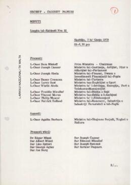 Minutes of Cabinet Meeting held on 7 June 1979