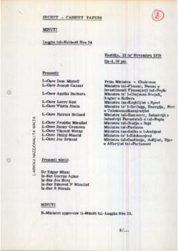 Minutes of Cabinet Meeting held on 12 November 1979