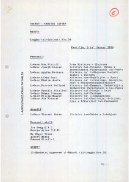 Minutes of Cabinet Meeting held on 9 January 1980