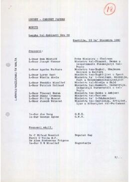 Minutes of Cabinet Meeting held on 23 December 1980