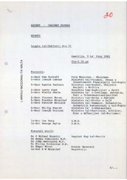 Minutes of Cabinet Meeting held on 3 February 1981