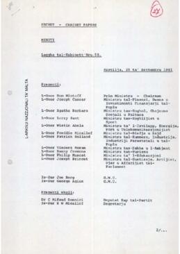 Minutes of Cabinet Meeting held on 25 September 1981