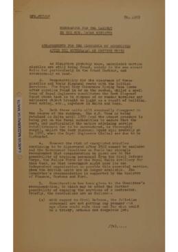 Arrangements for the clearance of explosives after the withdrawal of the British units
