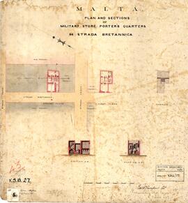 Malta - Plan and Sections of Military Store Porter's Quarter
