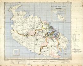 Malta and Gozo (but only showing Detailed Map of Malta) - Showing Districts and Boundaries of Malta