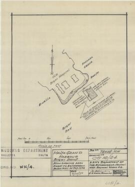Malta Grand Harbour - Bighi Point - Plan showing area swept to 8 & 7 fathoms below M.S.L. in ...