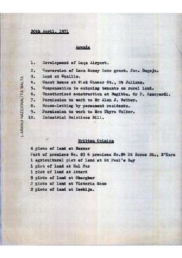 Agenda of meeting Cabinet Meeting of 20 April 1971
