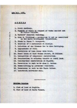 Agenda of meeting Cabinet Meeting of 4 May 1971