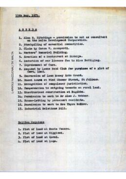 Agenda of meeting Cabinet Meeting of 11 May 1971