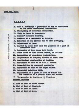 Agenda of meeting Cabinet Meeting of 18 May 1971