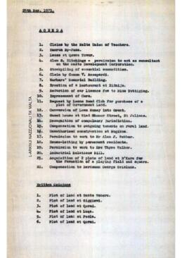 Agenda of meeting Cabinet Meeting of 25 May 1971