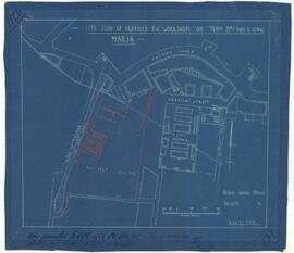 Blue print of the site plan of the proposed P.W. Workshops on tenements no 985 and 1090 in road t...