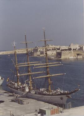 A German sailing training ship in the Grand Harbour