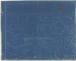 Blueprint of layout map of Valletta showing in red marked A and B the proposed rooms to be erecte...