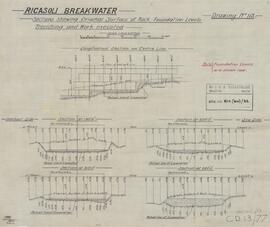 Ricasoli Breakwater - Sections shewing Original Surface of Rock, Foundation Levels, Trenching and...
