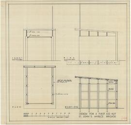 Design for a first aid hut for St. John s Ambulance Brigade.