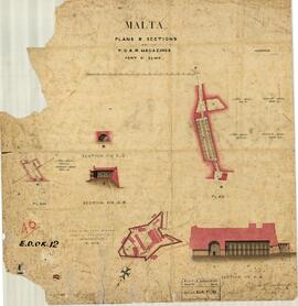 Malta - Plan & Sections - of P. Q. & R. Magazines - Fort St Elmo