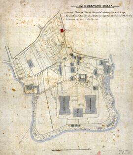 Royal Naval Hospital - General Plan of Naval Hospital Showing in Red Tinge the Proposed Site for ...