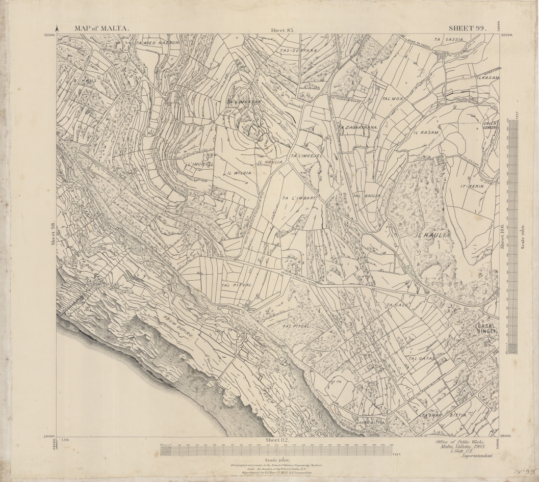 Map of Malta - Dingli - Dingli Cliffs Area - The National Archives of Malta