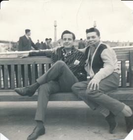 Arthur and a Maltese sailor on a bench