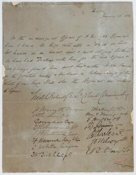 Testimonial letter from the 1st/20th Regiment of East Devonshire.